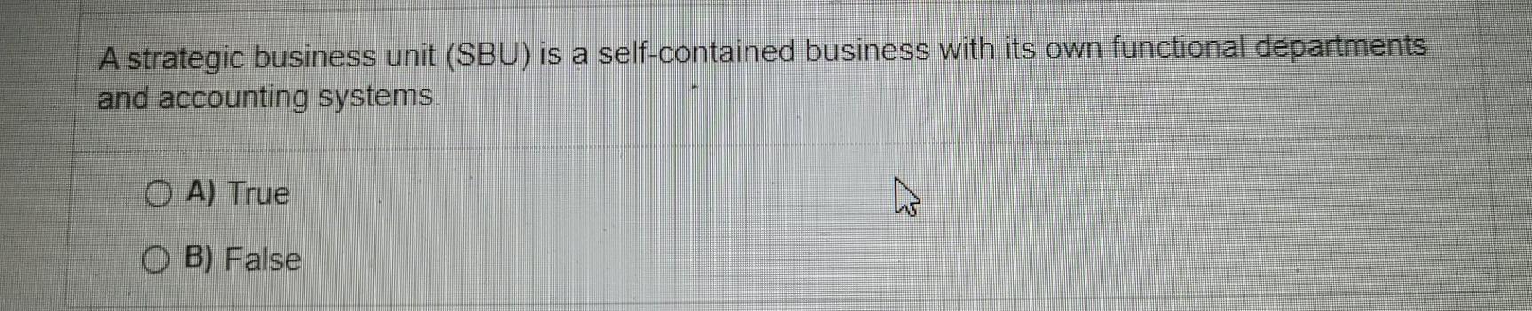 A strategic business unit (SBU) is a