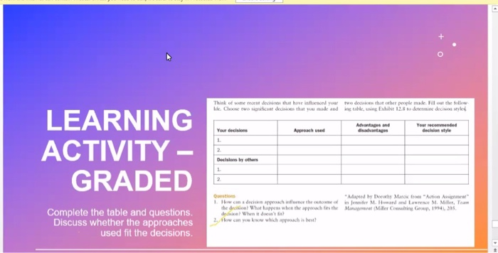 Think of some recent decisions that have in your