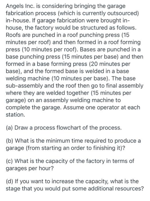 Angels Inc. is considering bringing the garage
