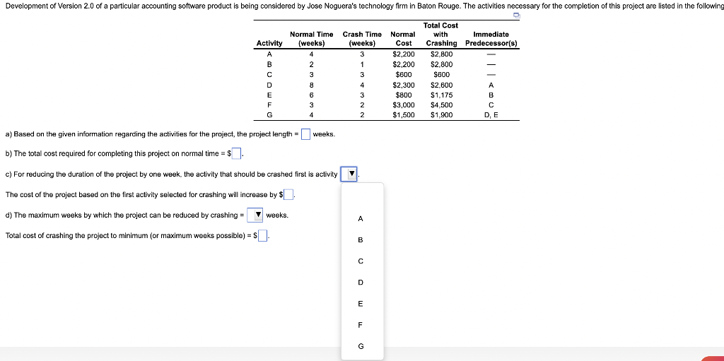 This exercise contains only part a. a) Based on