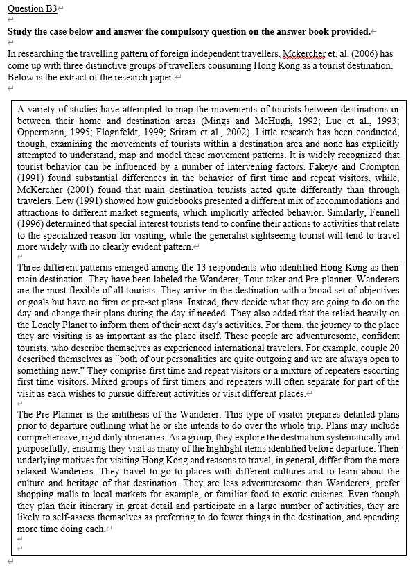 Question B3 Study the case below and answer the