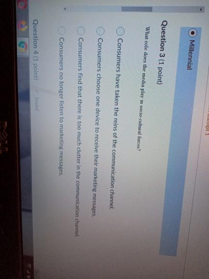 ept Millennial Question 3 (1 point) What role