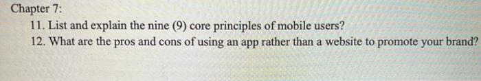 Chapter 7: 11. List and explain the nine (9) core