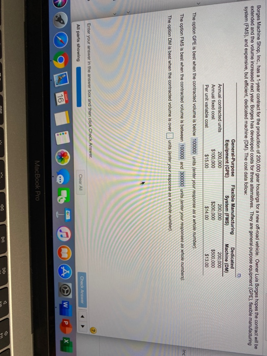 Borges Machine Shop, Inc., has a 1-year contract