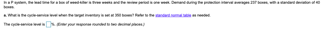 In a P system, the lead time for a box of