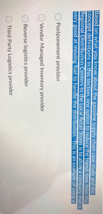 Based on what you know about the gasoline supply