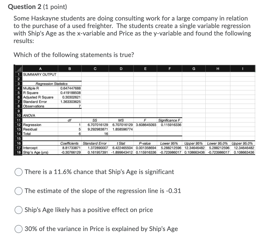 Question 55 (1 point) Which statement is true