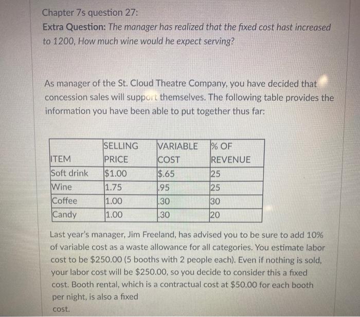 Chapter 7s question 27: Extra Question: The
