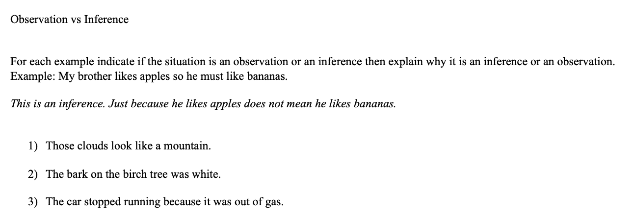 Question: For each example indicate if the