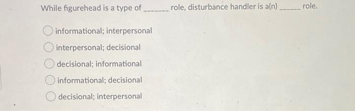 While figurehead is a type of ___role,