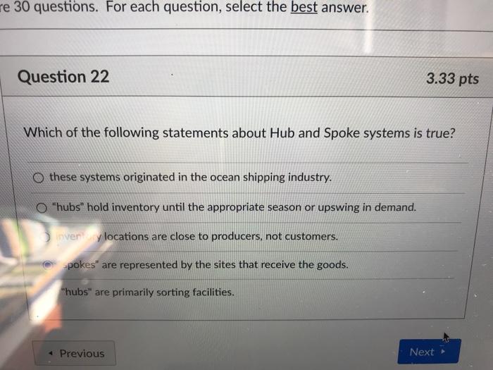 re 30 questions. For each question, select the