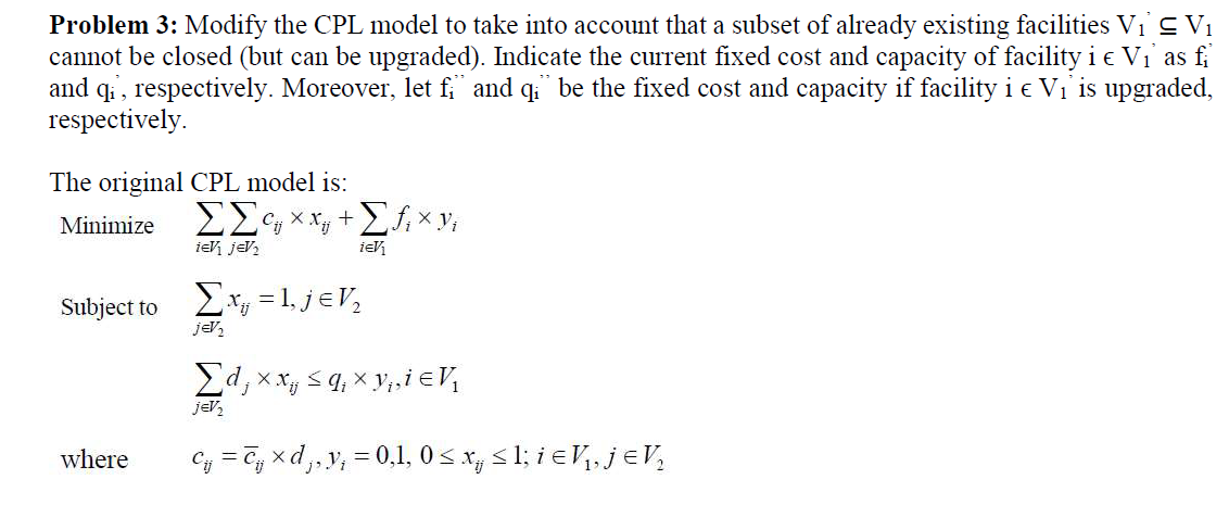 Problem 3: Modify the CPL model to take into