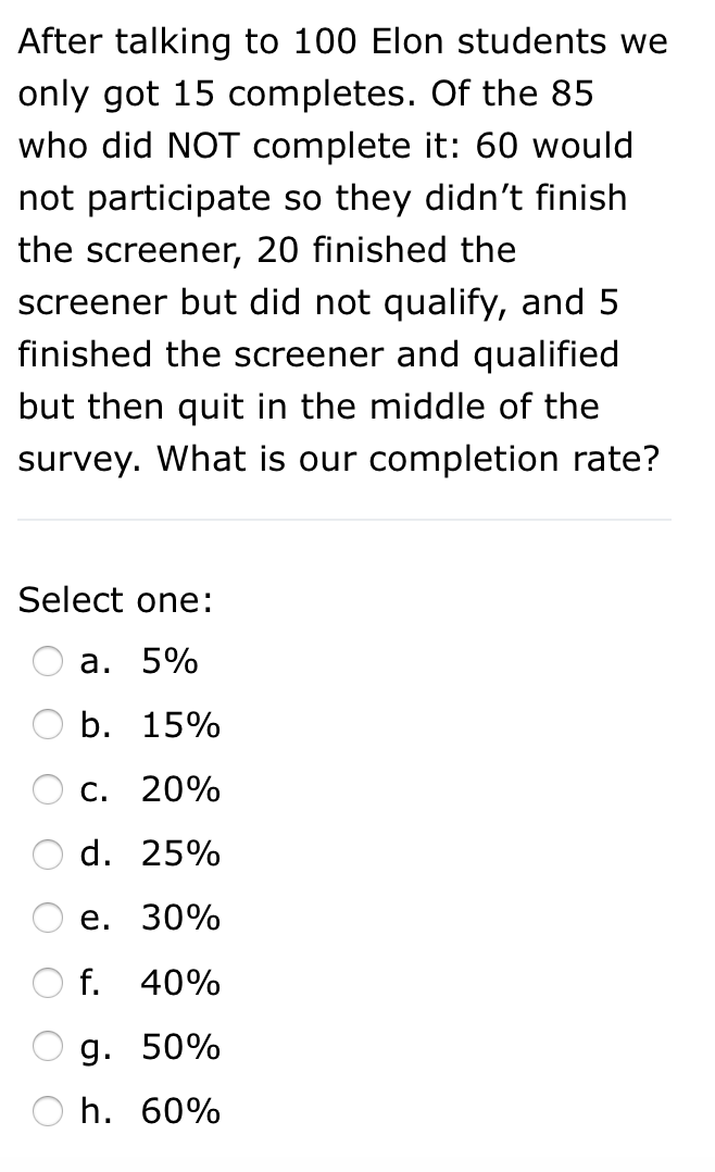 After talking to 100 Elon students we only got 15