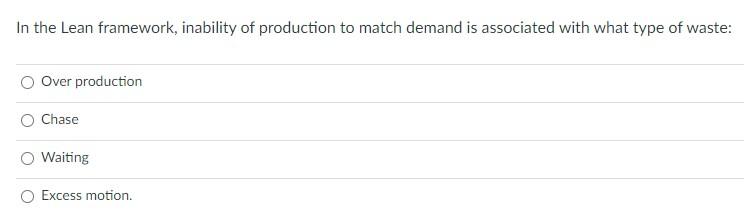 In the Lean framework, inability of production to