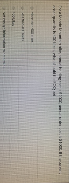 Please, thank you.... In the basic EOQ model, if