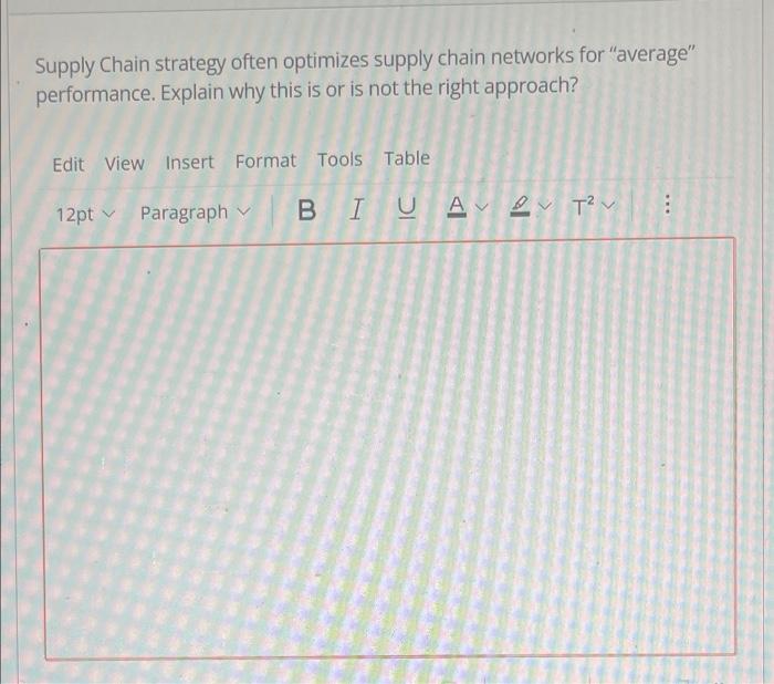 Supply Chain strategy often optimizes supply