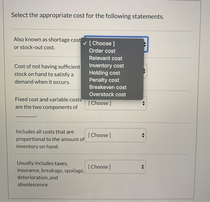solve correctly please Select the appropriate