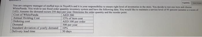 points You are category manager of stuffed toys