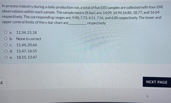 In process industry during a daily production
