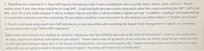 2 Regarding your response to 1. Does SAP improve