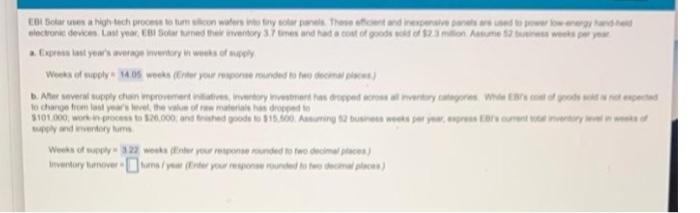 need all of part b done weeks supply and