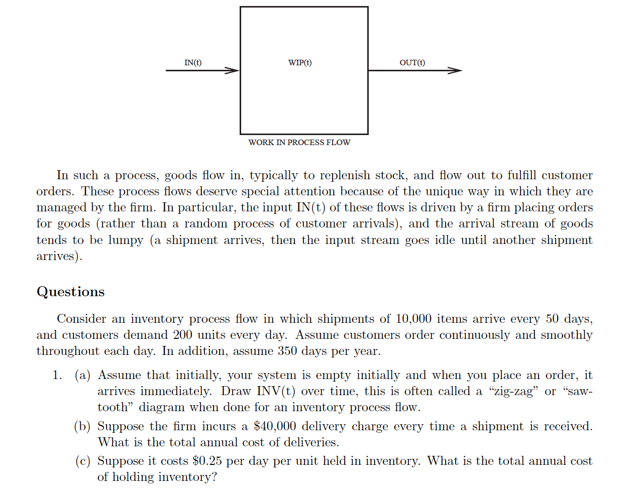 IN(t) WIP(t) OUT(t) WORK IN PROCESS FLOW In such
