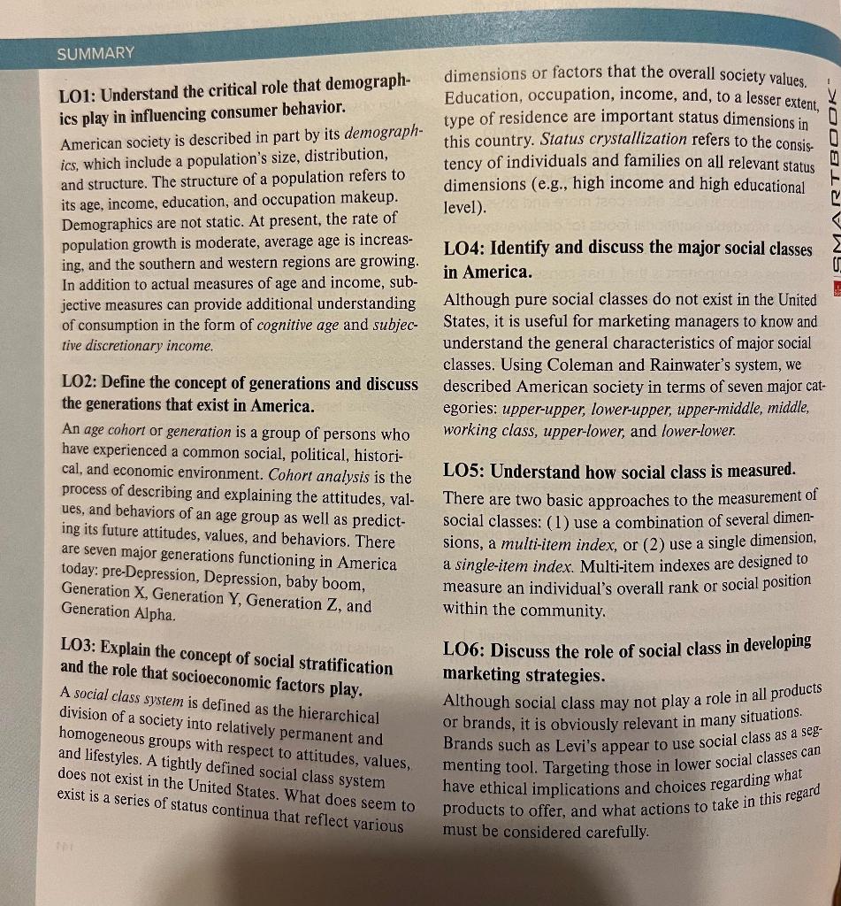 Refer to the generation groups and social classes