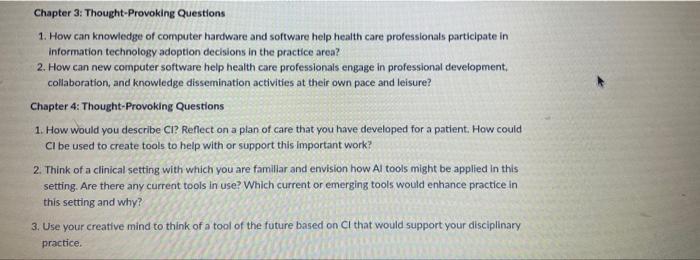 Chapter 3: Thought-provoking Questions 1. How can