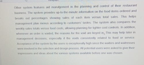 MIS question please solve Awater takes an order