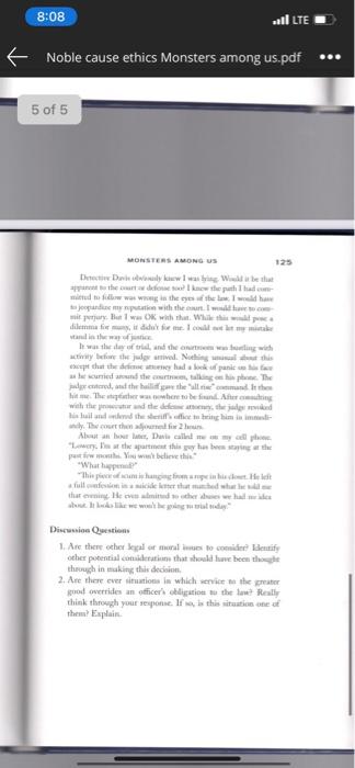 answer question 1 & 2 8:08 all LTE Noble cause