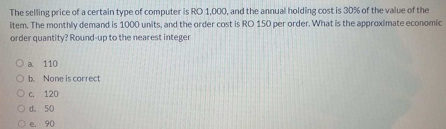 The selling price of a certain type of computer