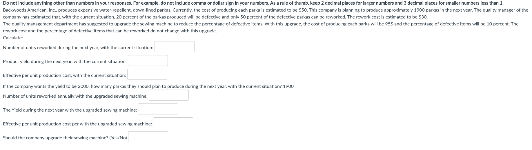 Do not include anything other than numbers in