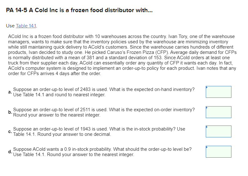 PA 14-5 A Cold Inc is a frozen food distributor