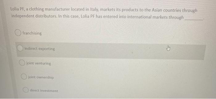 please answer Lolia PF, a clothing manufacturer