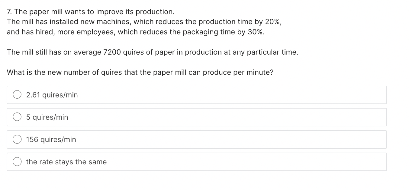 5. - 7. Little's Law: Flow Rate 3 points possible