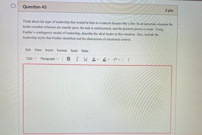 Question 45 2 pts Think about the type of