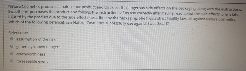 Natura Cosmetics produces a hair colour product