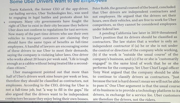 please answer these 3 questions 1 Some Uber