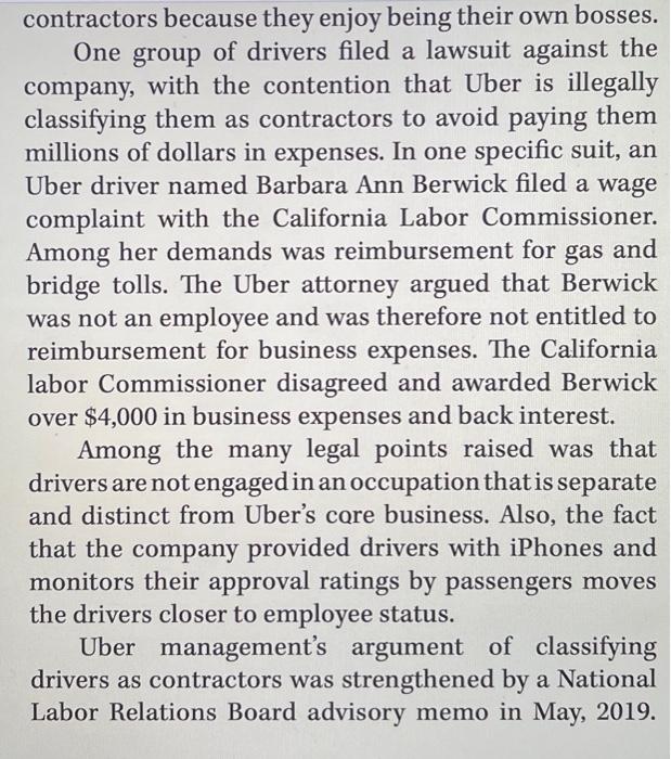 please answer these 3 questions 1 Some Uber