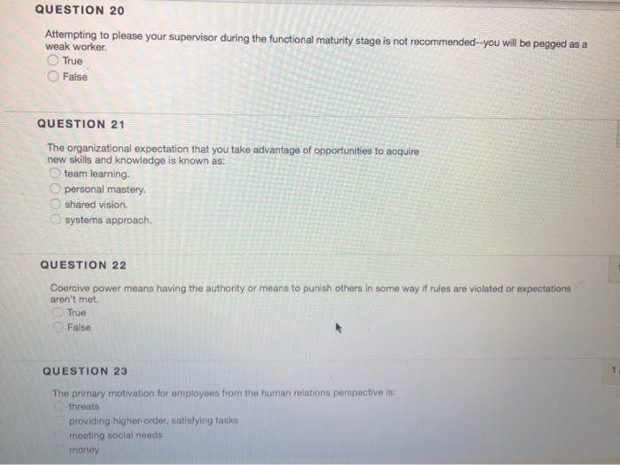 QUESTION 20 Attempting to please your supervisor