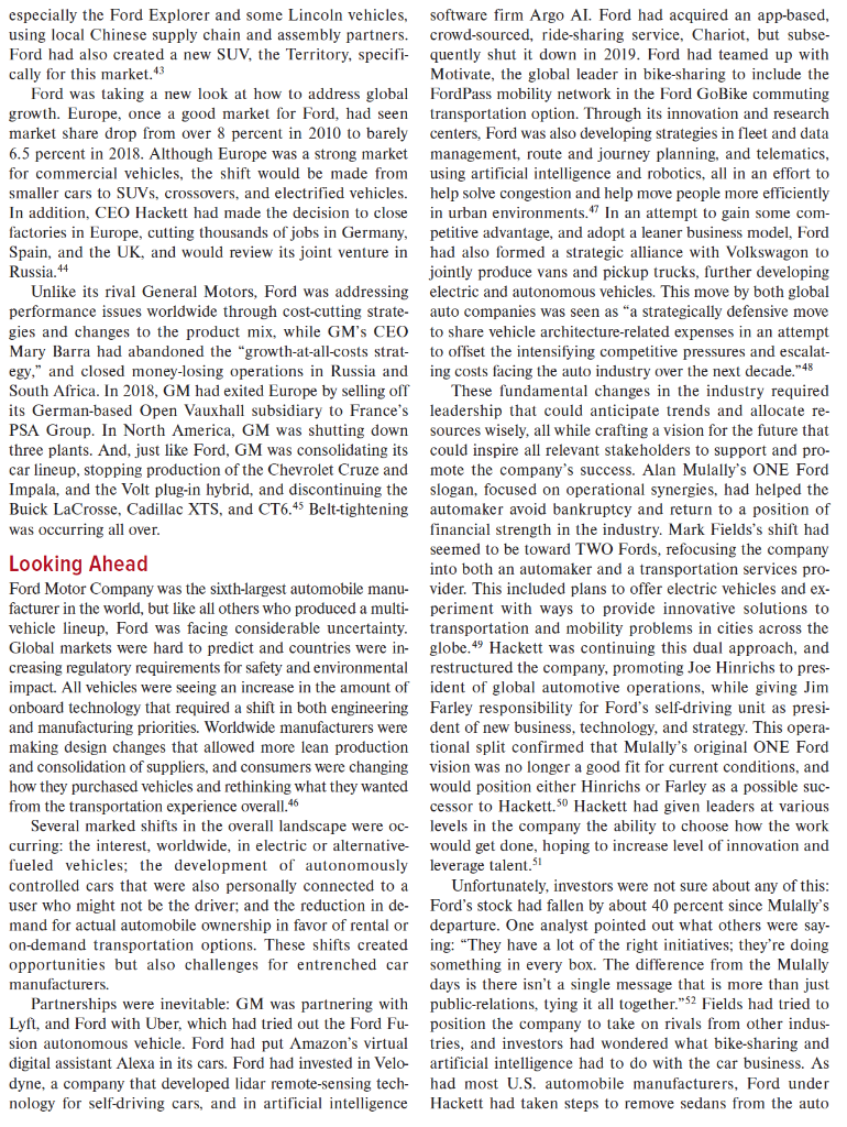 You have been hired as a consultant to help Ford