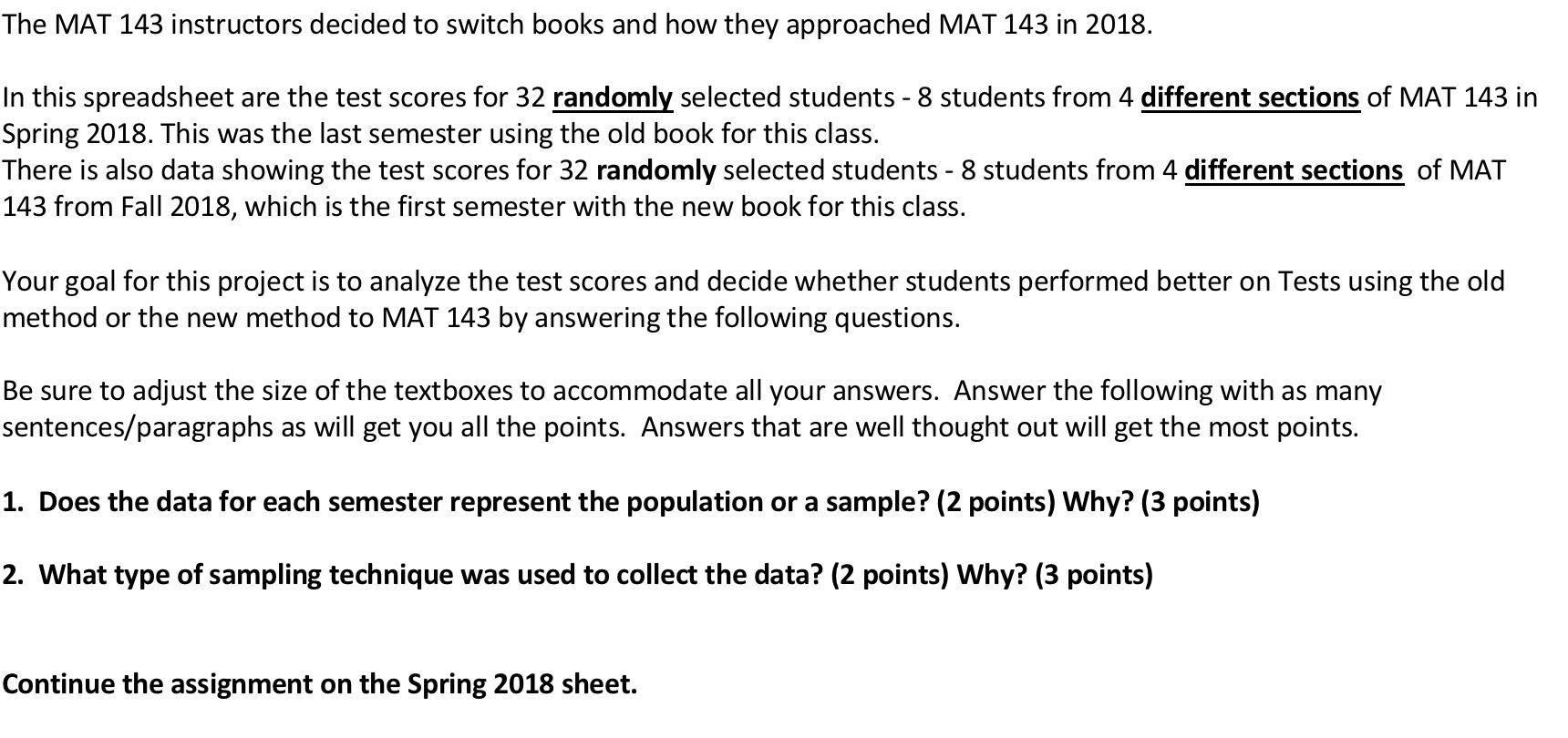 The MAT 143 instructors decided to switch books