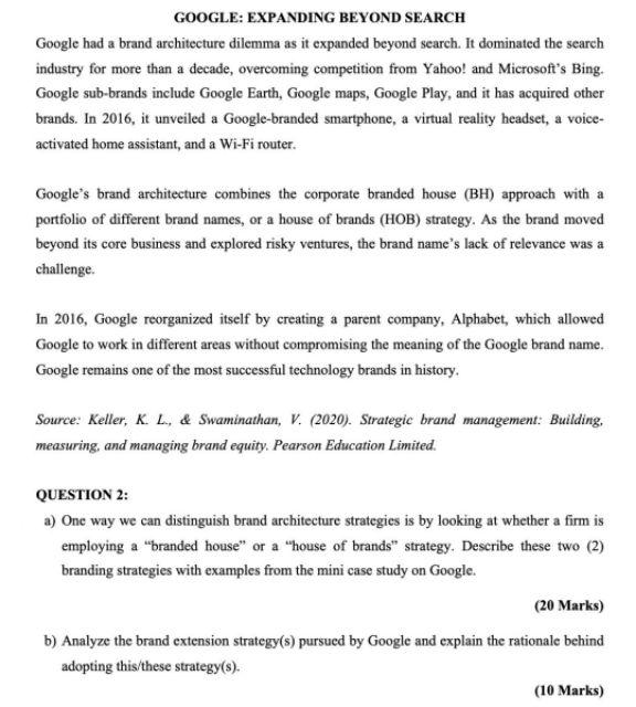 GOOGLE: EXPANDING BEYOND SEARCH Google had a