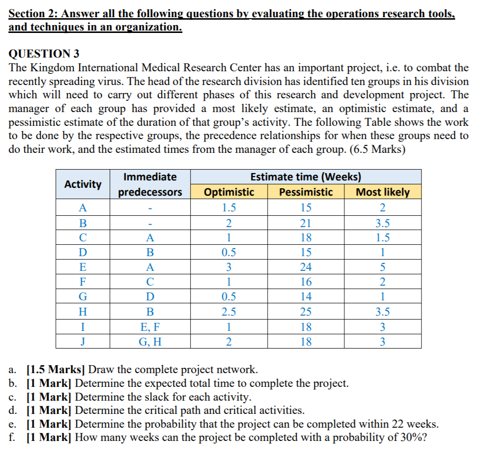 Section 2: Answer all the following questions by