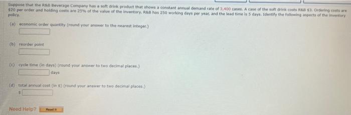 Suppose that the R&B Beverage Company has a soft