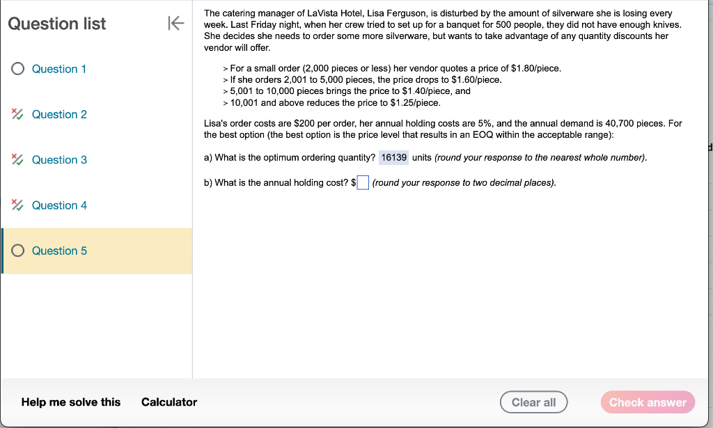The catering manager of LaVista Hotel, Lisa