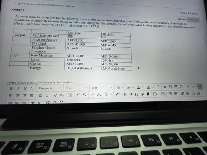Question 1 A scooter manufacturing firm has the