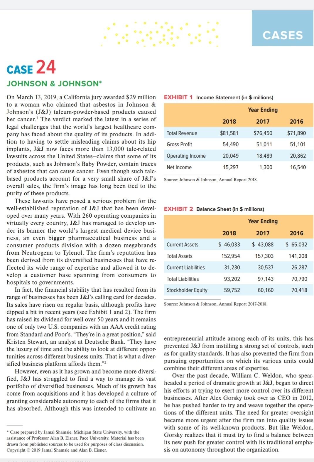 CASE ANALYSIS CASE NAME: JOHNSON & JOHNSON
