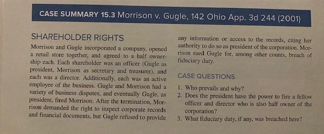 CASE SUMMARY 15.3 Morrison v. Gugle, 142 Ohio
