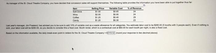 Wine As manager of the St. Cloud Theatre Company,